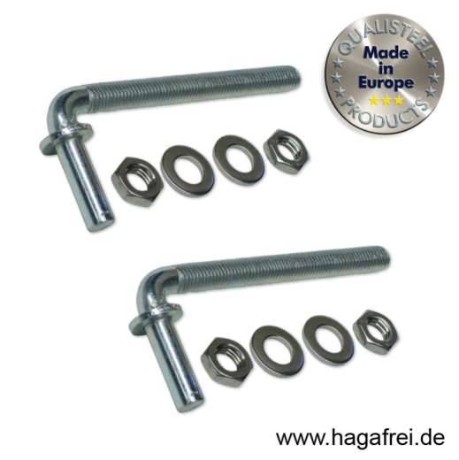 1Paar Toraufhängungen M12 x 135 mm für Torpfosten 76 mm