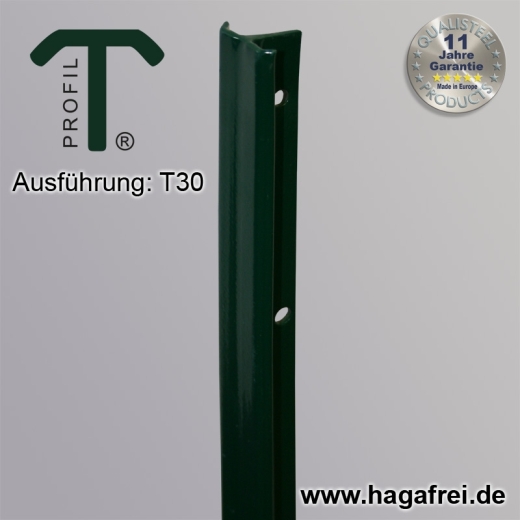 T-Zaunpfosten thermoverzinkt + grün 30mm Breite