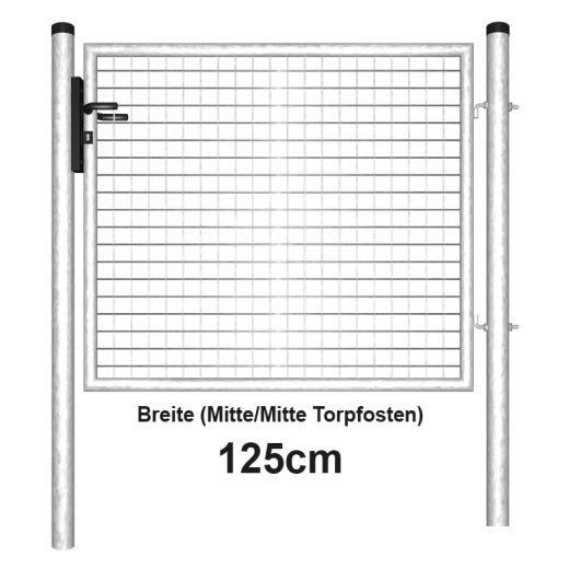 Gartentor feuerverzinkt für Maschendrahtzaun 1,25m Breite