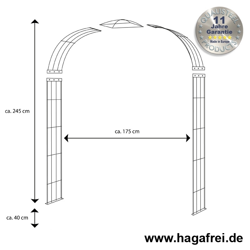 Rosenbogen 5-tlg. feuerverzinkt ca. 2450x1750x400 mm