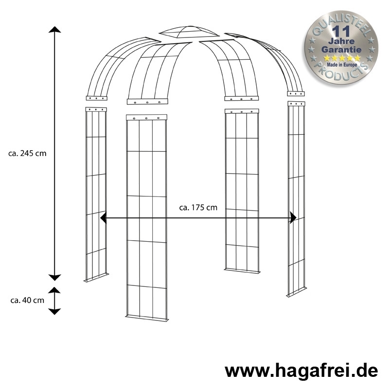 Pavillon 4-armig feuerverzinkt ca. 2450x1750x1750 mm