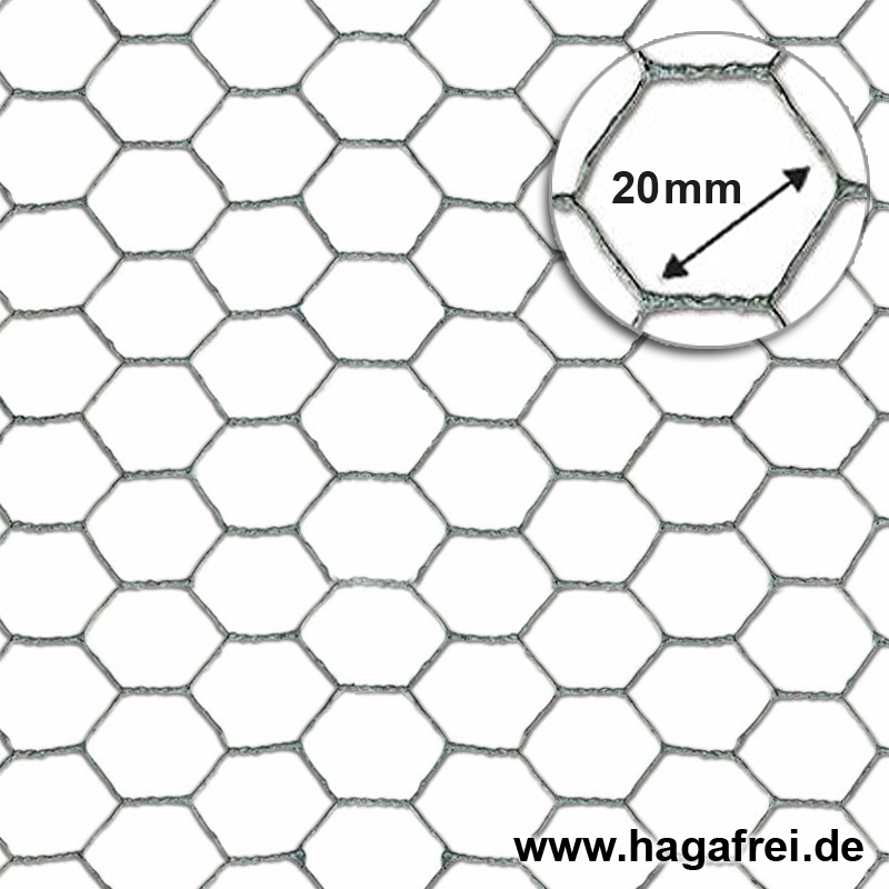 Sechseckgeflecht verzinkt 20x0,7mm25m Rollen