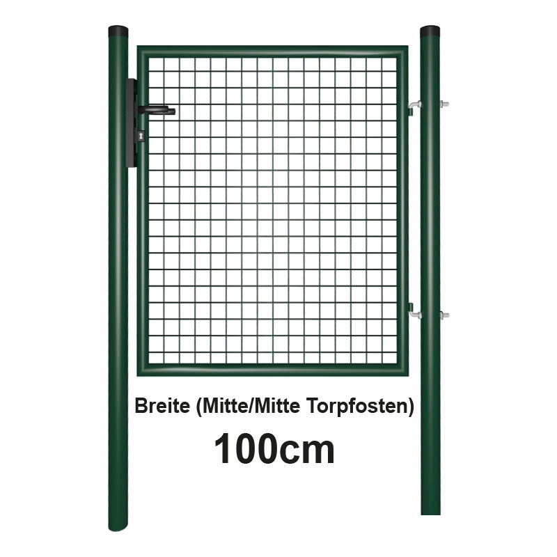 Gartentor zinkphosphatiert + grün für Maschendrahtzaun 1m Breite