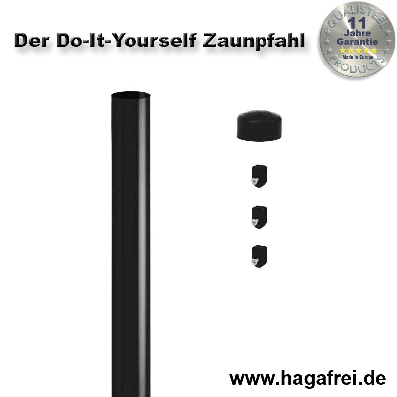 Do-It-Yourself Zaunpfahl verzinkt + schwarz Ø34