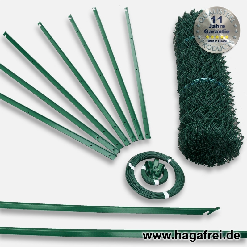 Profi-Set T-Profilpfosten Maschendraht 15m grün 60 x 60 x 2,8 mm