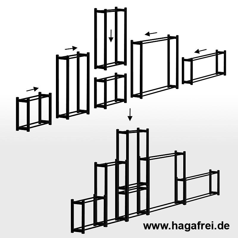 CUBE Multifunktionsregal 50 x 50 x 25 cm schwarz RAL9005