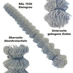 Sonderposten Maschendraht steingrau Qualitätsware 60x60x2,4mm 1m50 x 10m
